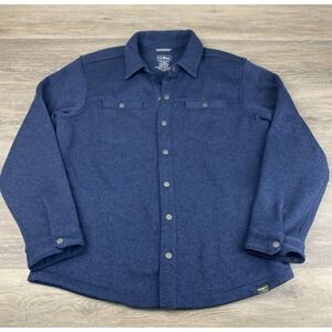 L.L. Bean Men's Sweater Fleece Shirt Shacket Button Slightly Fitted Blue Large